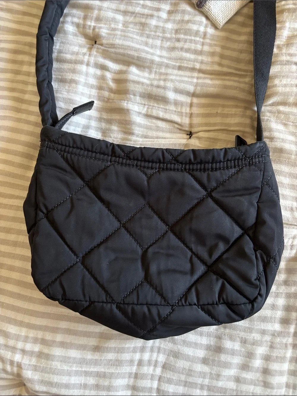 Marc Jacobs Black Quilted Nylon Crossbody with Gold Hardware